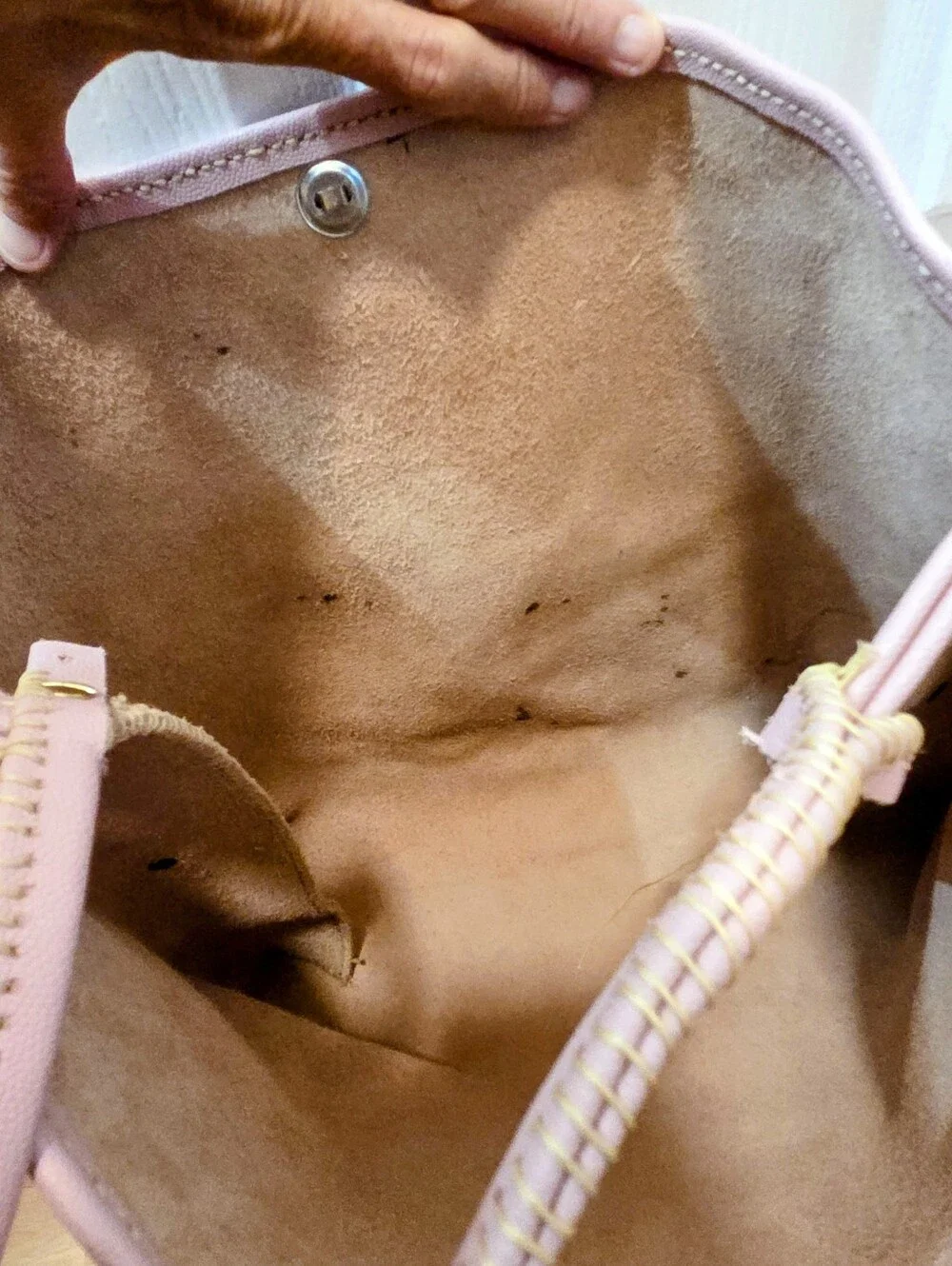 Pink Leather Slouchy Hobo Tote Bag Whipstitch Triangular Flap Boho Shoulder Bag